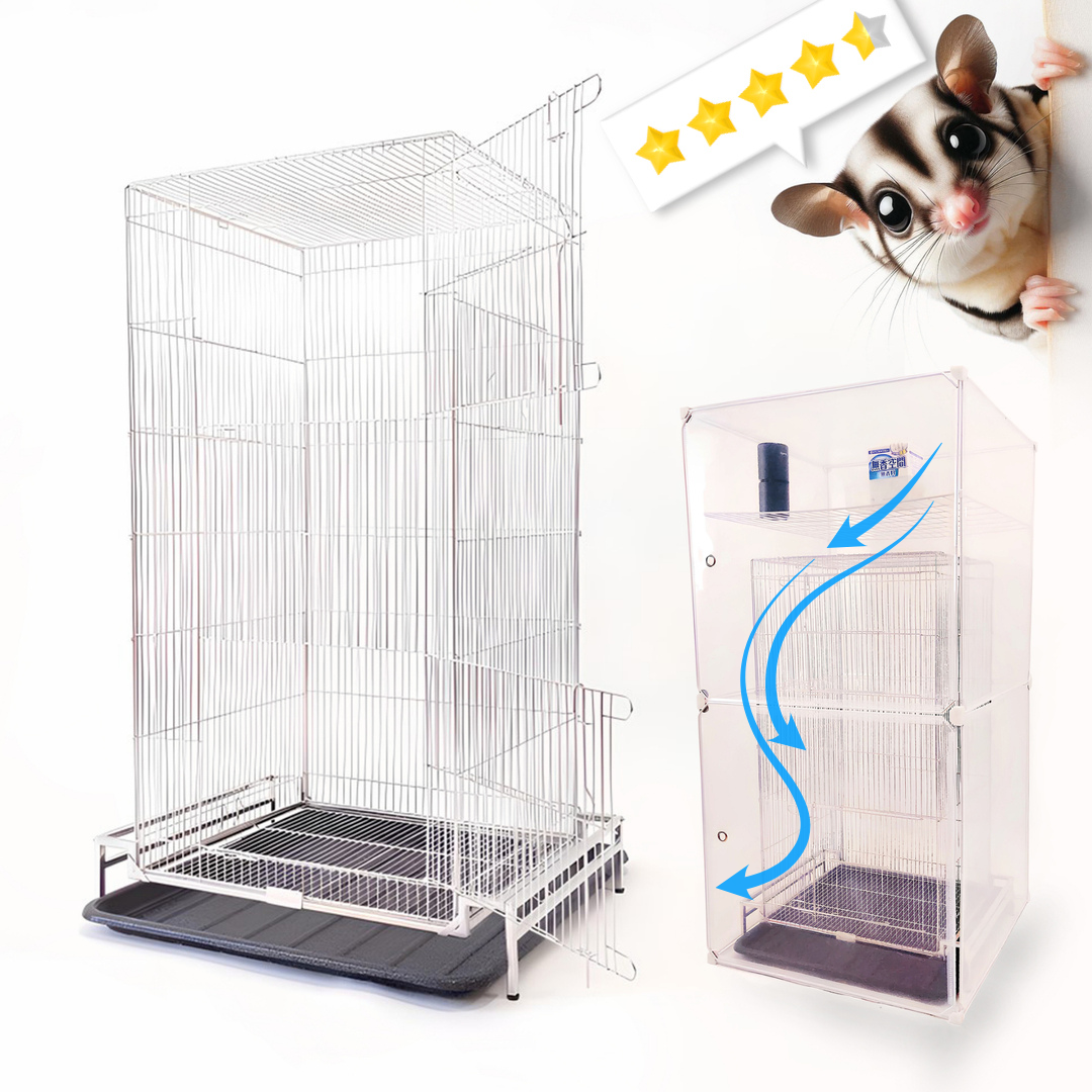 のびも15 ステンレス 10秒ケージ フクロモモンガ モモンガ インコ ケージ 91cm,10秒掃除,ステンレスのモモンガケージ,日本初のトレー洗い